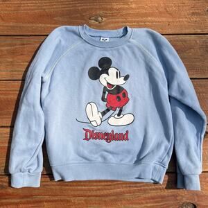 Vintage 90s Disneyland Mickey Mouse Sweatshirt Light Blue Kids M Retro Disney